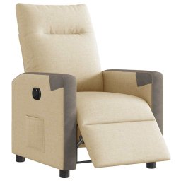 vidaXL Fauteuil verstelbaar elektrisch stof crèmekleurig