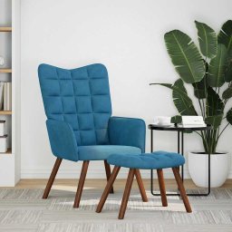 vidaXL Relaxstoel met voetenbank fluweel blauw