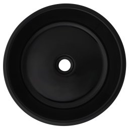 vidaXL Wastafel rond 42x12 cm keramiek zwart