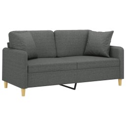 vidaXL Tweezitsbank met sierkussens 140 cm stof donkergrijs
