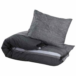 vidaXL Dekbedovertrekset 140x200 cm katoen donkergrijs en zwart