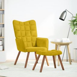 vidaXL Relaxstoel met kruk geel fluweel