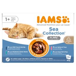 12x85g Sea Mix in Gelei IAMS Delights Kattenvoer