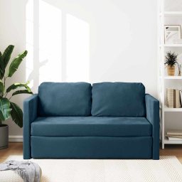 vidaXL Slaapbank vloermodel 2-in-1 122x204x55 cm fluweel blauw