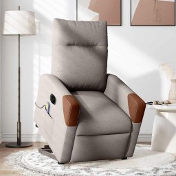 vidaXL Sta-op-massagestoel elektrisch verstelbaar stof taupe