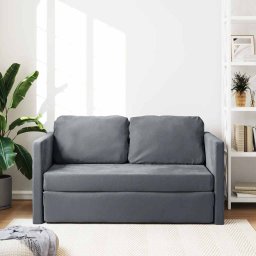 vidaXL Slaapbank vloermodel 2-in-1 122x204x55 cm fluweel donkergrijs