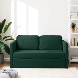 vidaXL Slaapbank vloermodel 2-in-1 122x204x55 cm fluweel donkergroen