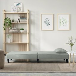 vidaXL Slaapbank fluweel lichtgrijs