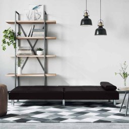 vidaXL Slaapbank met bekerhouders kunstleer zwart