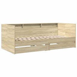 vidaXL Slaapbank met lades zonder matras 100x200cm sonoma eikenkleurig