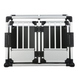 Maat M-L: B 93 x D 88 x H 64 cm - Trixie Transportbox Aluminium dubbel