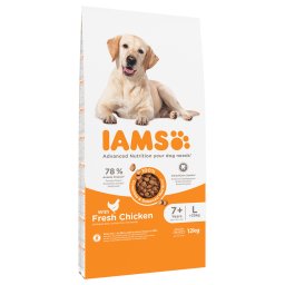 12kg for Vitality Dog Senior & Mature Large Kip IAMS Hondenvoer