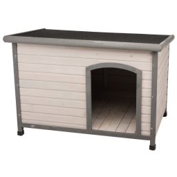 - Maat L: B 116 x T 79 x H 82 cm, grijs - Trixie Natura Plat Dak Hondenhok Classic