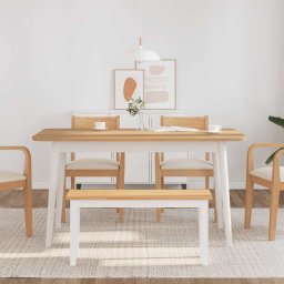 vidaXL Bank 90 cm massief hout rubber wit