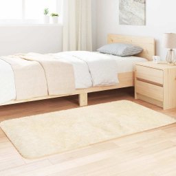 vidaXL Hoogpolig vloerkleed NAVARRA 80x150 cm polyester crèmekleurig