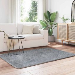 vidaXL Hoogpolig vloerkleed NAVARRA 120x170 cm polyester lichtgrijs