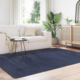 vidaXL Hoogpolig vloerkleed NAVARRA 160x230 cm polyester marineblauw