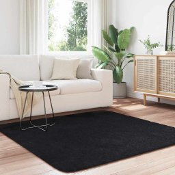 vidaXL Hoogpolig vloerkleed NAVARRA 160x160 cm polyester zwart