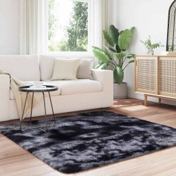vidaXL Hoogpolig vloerkleed NAVARRA 160x160 cm polyester donkergrijs