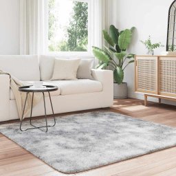 vidaXL Hoogpolig vloerkleed NAVARRA 160x160 cm polyester zilvergrijs