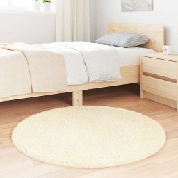 vidaXL Hoogpolig vloerkleed NAVARRA 100x100 cm polyester crèmekleurig