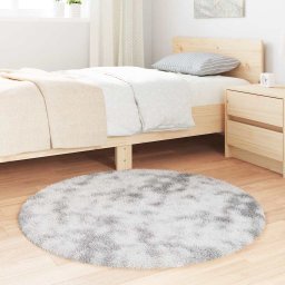 vidaXL Hoogpolig vloerkleed NAVARRA 100x100 cm polyester zilvergrijs
