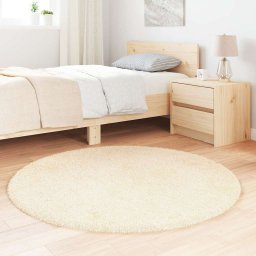 vidaXL Hoogpolig vloerkleed NAVARRA 120x120 cm polyester crèmekleurig