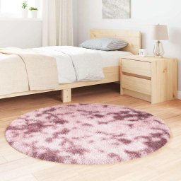 vidaXL Hoogpolig vloerkleed NAVARRA 120x120 cm polyester stoffig roze