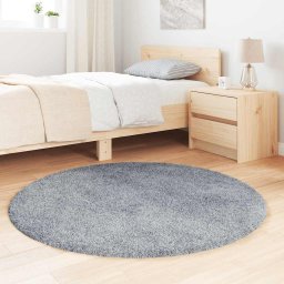 vidaXL Hoogpolig vloerkleed NAVARRA 120x120 cm polyester lichtgrijs