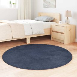 vidaXL Hoogpolig vloerkleed NAVARRA 120x120 cm polyester marineblauw
