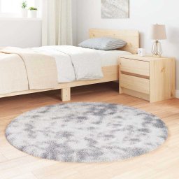 vidaXL Hoogpolig vloerkleed NAVARRA 120x120 cm polyester zilvergrijs