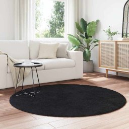 vidaXL Hoogpolig vloerkleed NAVARRA 160x160 cm polyester zwart