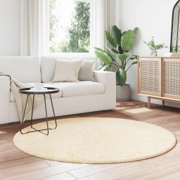 vidaXL Hoogpolig vloerkleed NAVARRA 160x160 cm polyester crèmekleurig