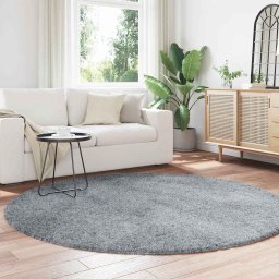 vidaXL Hoogpolig vloerkleed NAVARRA 200x200 cm polyester lichtgrijs