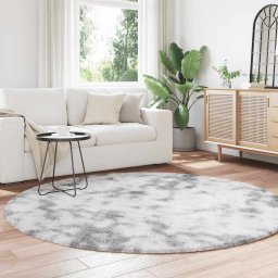 vidaXL Hoogpolig vloerkleed NAVARRA 200x200 cm polyester zilvergrijs