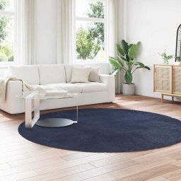 vidaXL Hoogpolig vloerkleed NAVARRA 240x240 cm polyester marineblauw