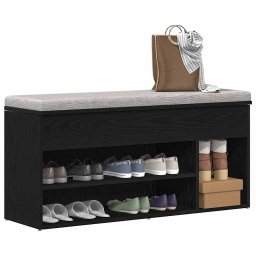vidaXL Shoe Bench Medium Engineered Wood Zwart eiken