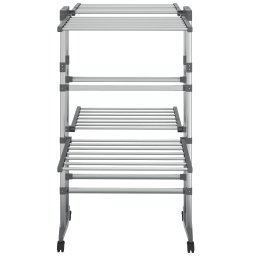 vidaXL Droogrek 2-laags met wieltjes 60x70x106 cm zilverkleurig