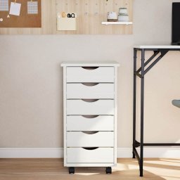 vidaXL Ladekast MOSS verrijdbaar massief grenenhout wit