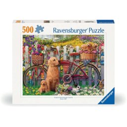 Schattige honden in de tuin Puzzel (500 stukjes)