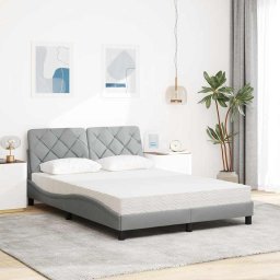 vidaXL Bed met matras stof lichtgrijs 120x200 cm