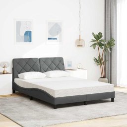 vidaXL Bed met matras stof donkergrijs 120x200 cm
