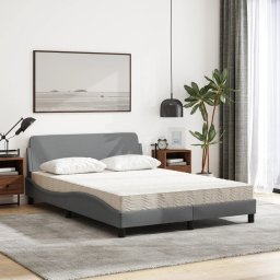 vidaXL Bed met matras "Dover" stof lichtgrijs 140x200 cm