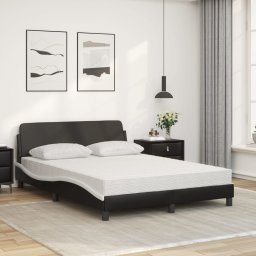 vidaXL Bed met matras "Dover" kunstleer zwart en wit 140x200 cm