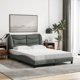vidaXL Bed met matras "Hvar" stof donkergrijs 120x200 cm