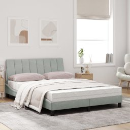 vidaXL Bed met matras "Hanko" fluweel lichtgrijs 120x200 cm
