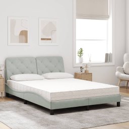 vidaXL Bed met matras fluweel lichtgrijs 120x200 cm
