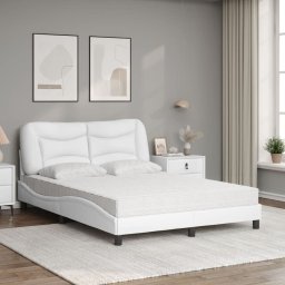 vidaXL Bed met matras "Hvar" kunstleer wit 140x200 cm