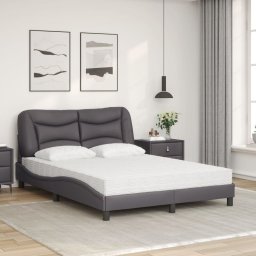 vidaXL Bed met matras "Hvar" kunstleer grijs 140x200 cm