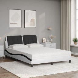 vidaXL Bed met matras "Zadar" kunstleer wit en zwart 140x200 cm